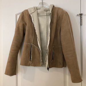 Faux shearling Jacket with Zipper and Hood